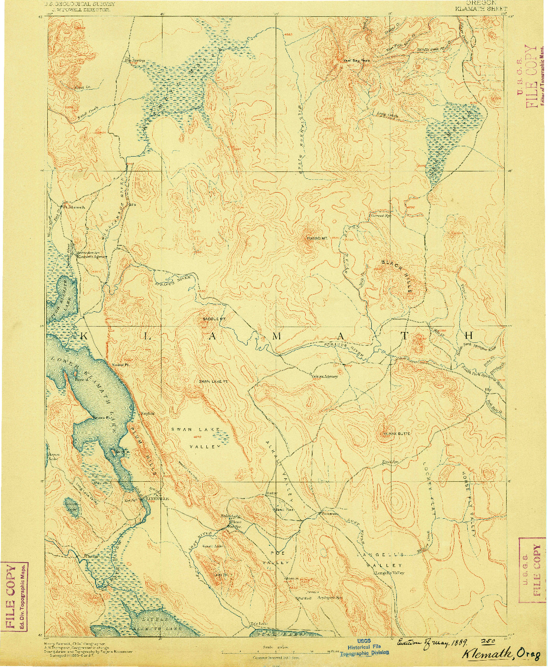 USGS 1:250000-SCALE QUADRANGLE FOR KLAMATH, OR 1889
