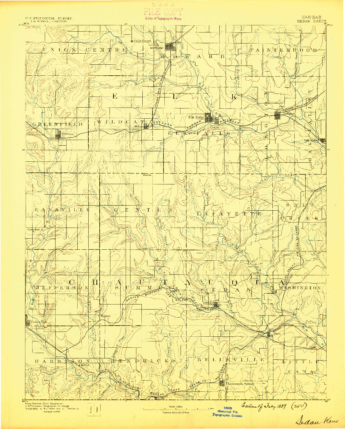 USGS 1:125000-SCALE QUADRANGLE FOR SEDAN, KS 1889