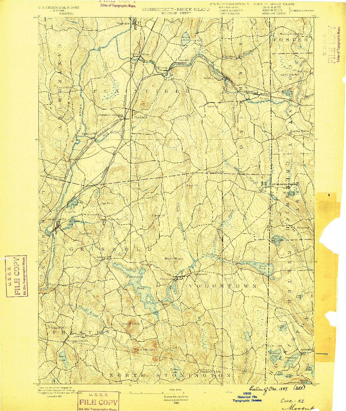 USGS 1:62500-SCALE QUADRANGLE FOR MOOSUP, CT 1889