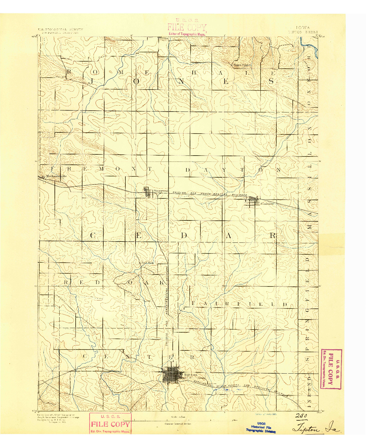 USGS 1:62500-SCALE QUADRANGLE FOR TIPTON, IA 1890