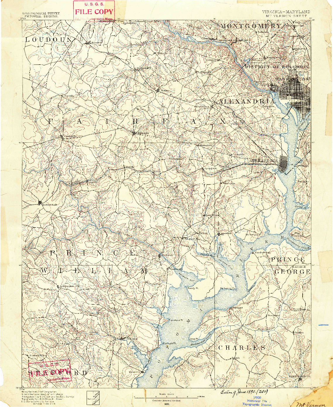 USGS 1:125000-SCALE QUADRANGLE FOR MT. VERNON, VA 1890
