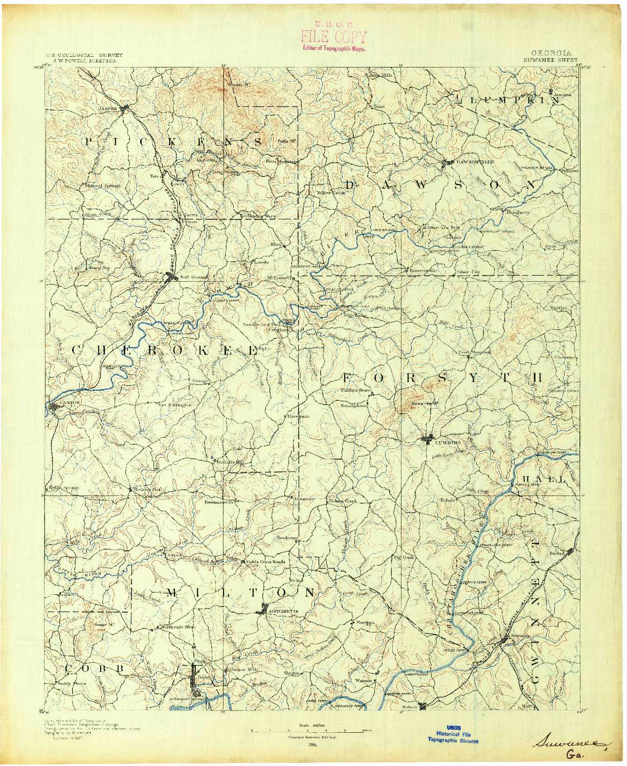 USGS 1:125000-SCALE QUADRANGLE FOR SUWANEE, GA 1890