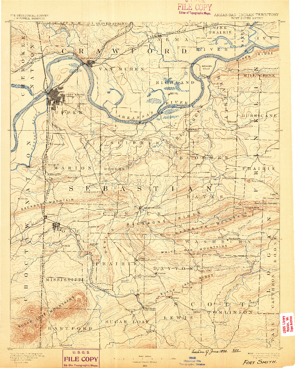 USGS 1:125000-SCALE QUADRANGLE FOR FORT SMITH, AR 1890