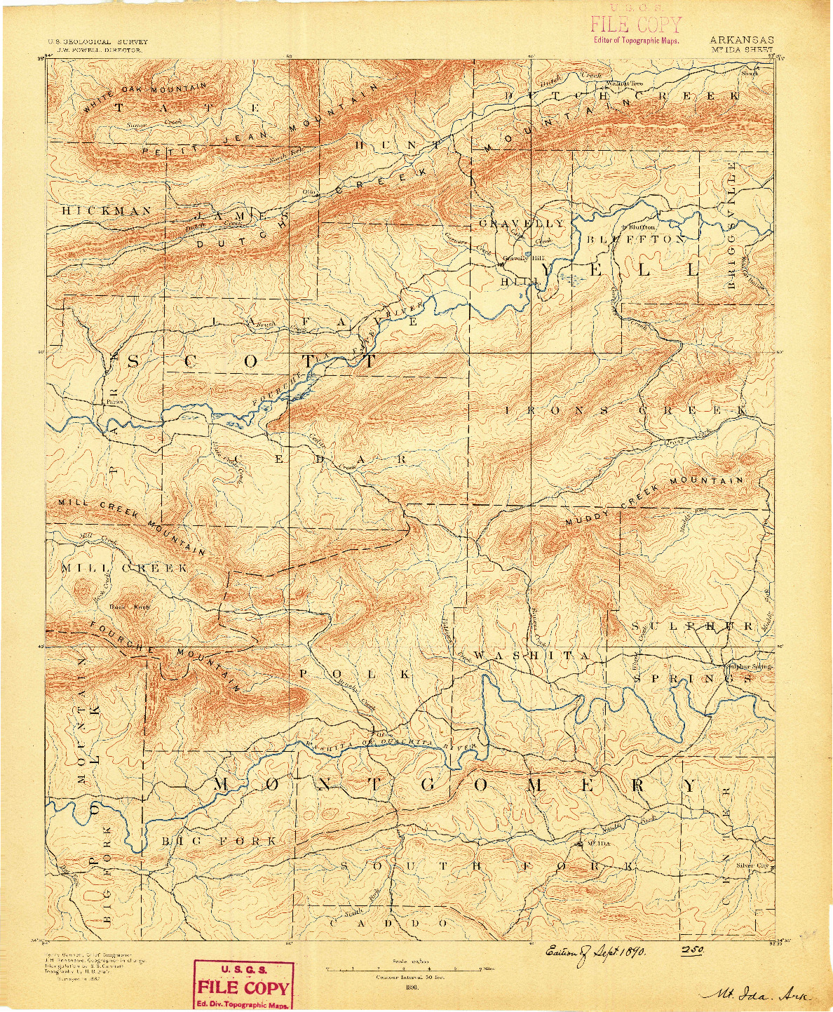 USGS 1:125000-SCALE QUADRANGLE FOR MOUNT IDA, AR 1890