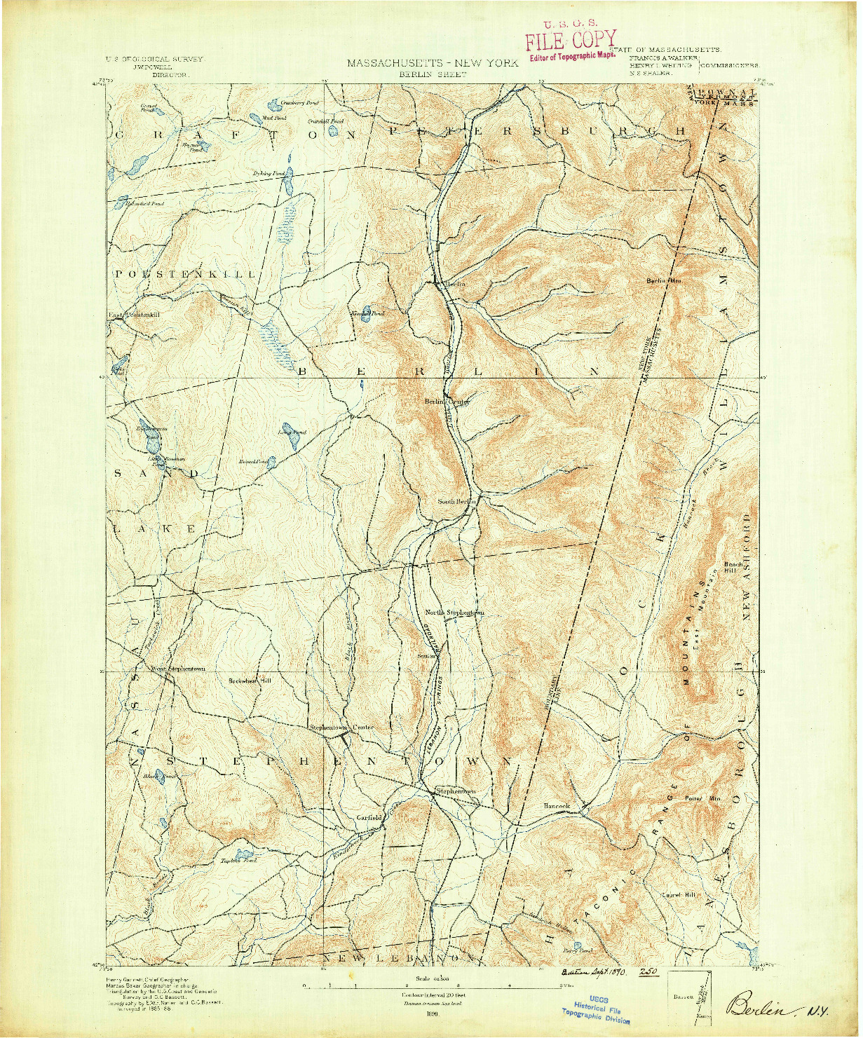 USGS 1:62500-SCALE QUADRANGLE FOR BERLIN, MA 1890
