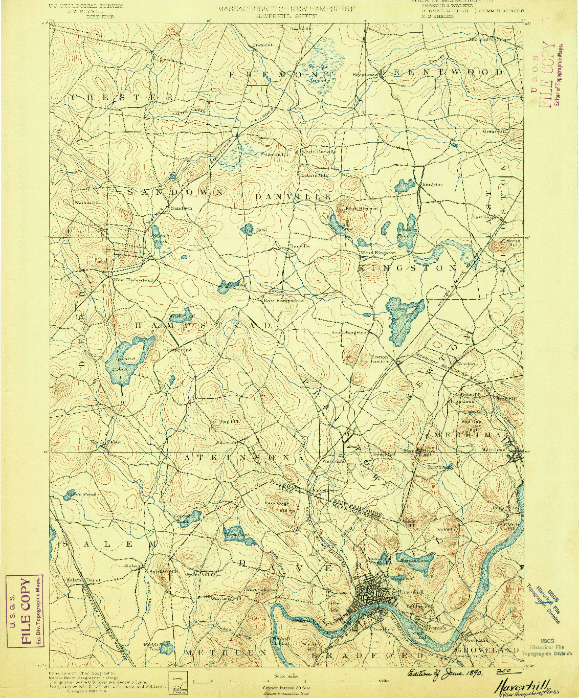 USGS 1:62500-SCALE QUADRANGLE FOR HAVERHILL, MA 1890