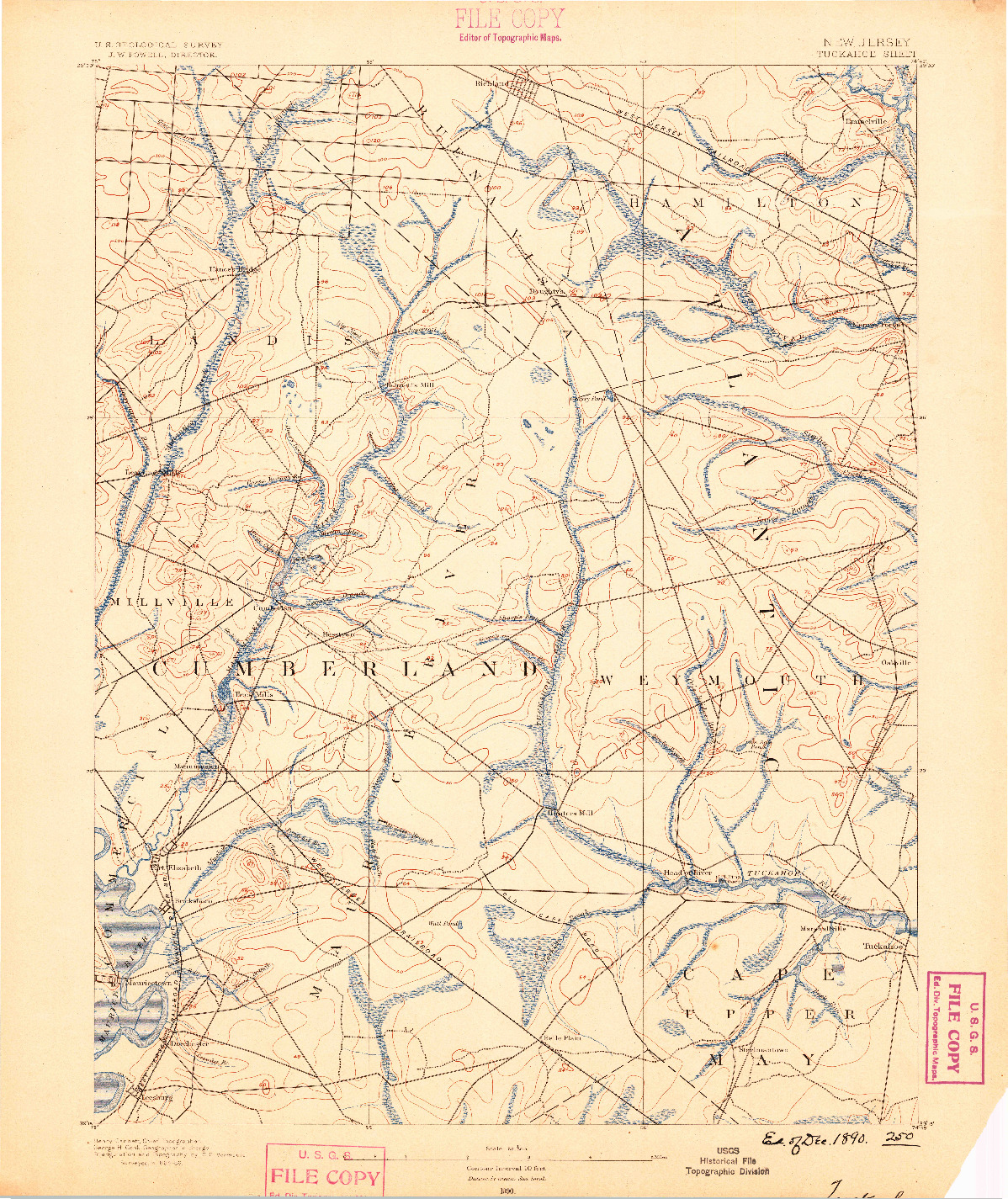 USGS 1:62500-SCALE QUADRANGLE FOR TUCKAHOE, NJ 1890