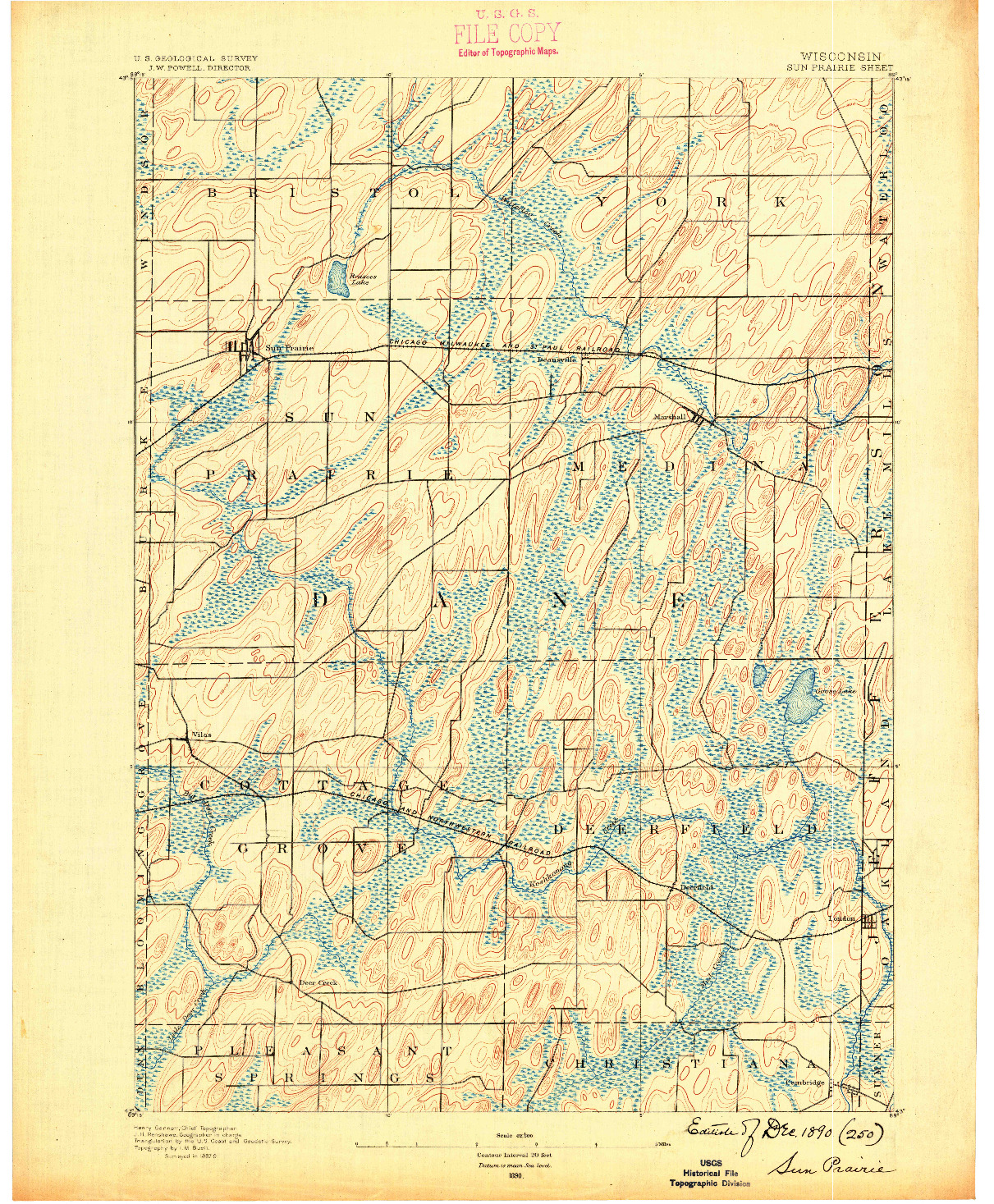 USGS 1:62500-SCALE QUADRANGLE FOR SUN PRAIRIE, WI 1890