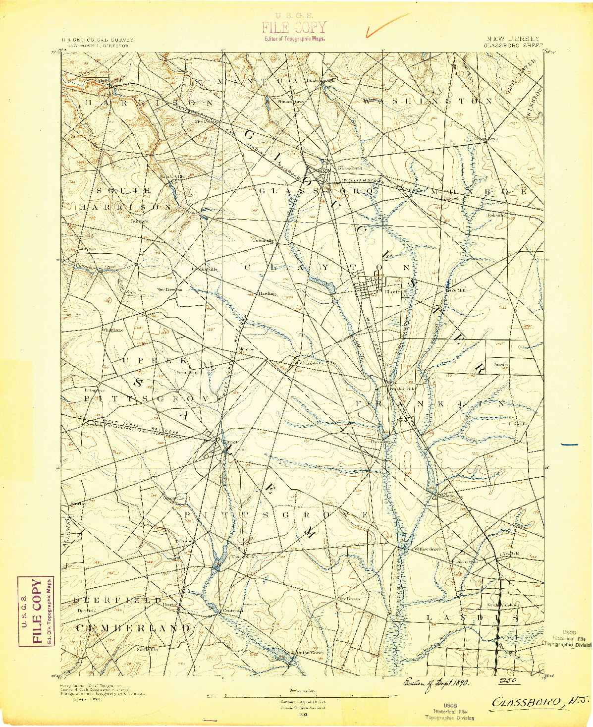 USGS 1:62500-SCALE QUADRANGLE FOR GLASSBORO, NJ 1890