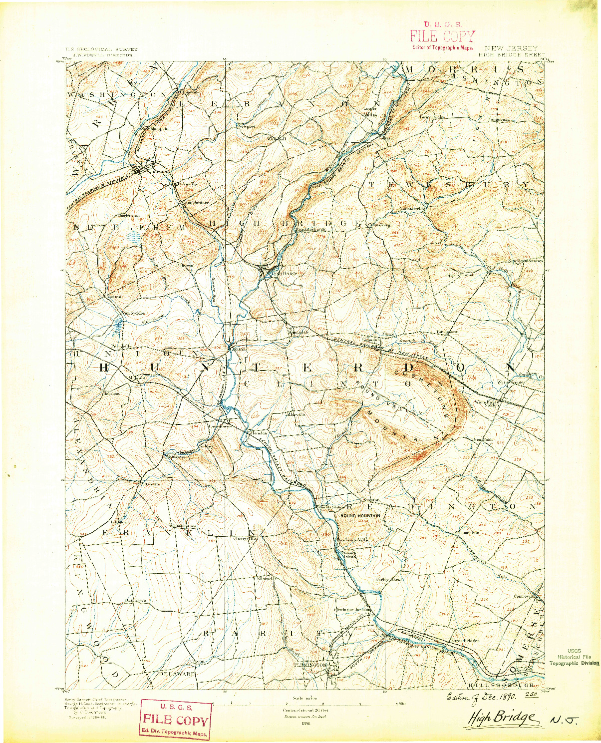 USGS 1:62500-SCALE QUADRANGLE FOR HIGH BRIDGE, NJ 1890