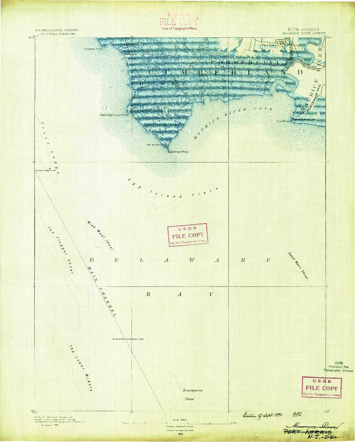 USGS 1:62500-SCALE QUADRANGLE FOR MAURICE COVE, NJ 1890