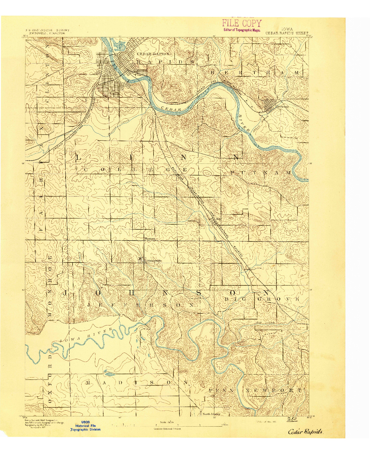 USGS 1:62500-SCALE QUADRANGLE FOR CEDAR RAPIDS, IA 1891