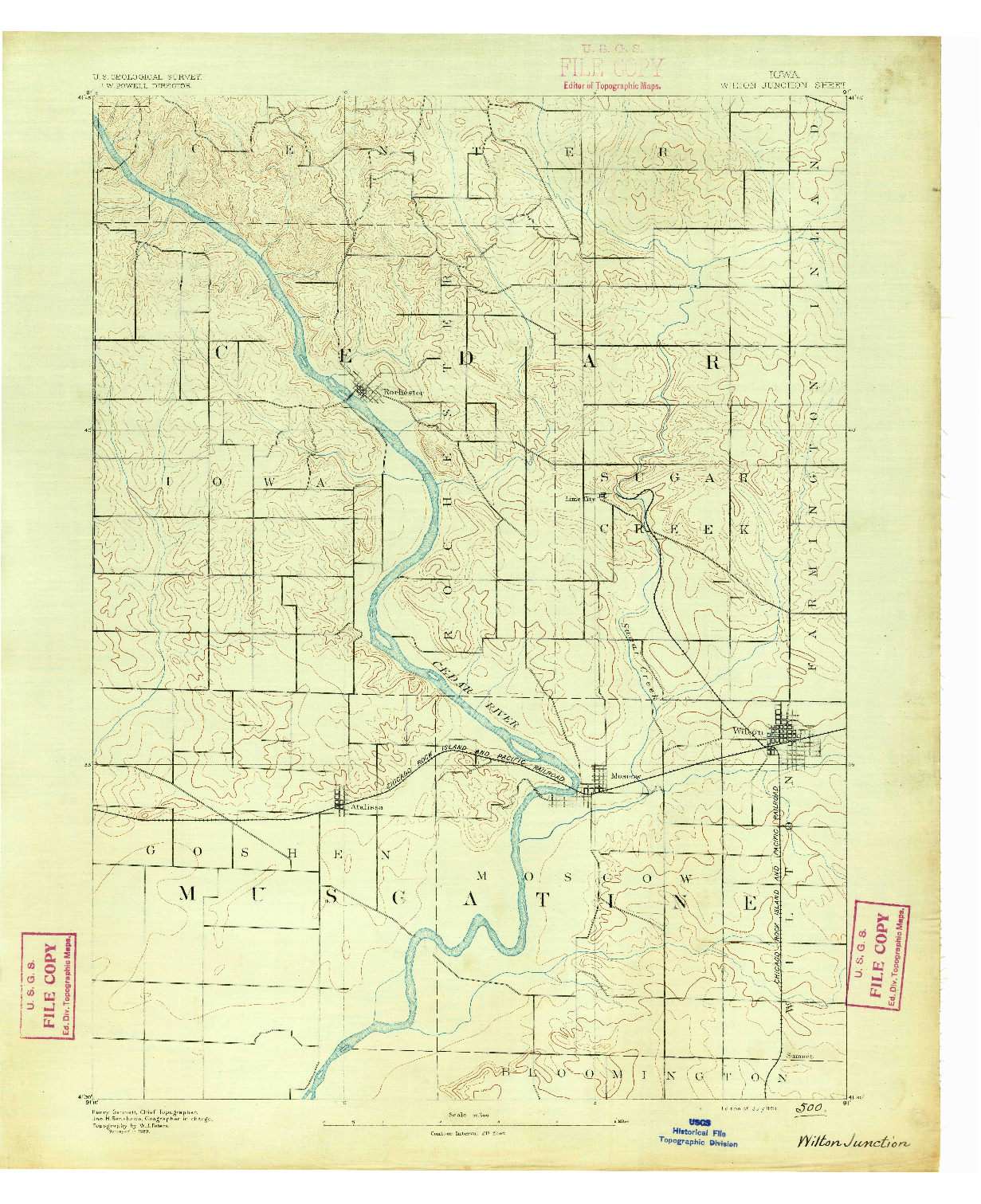 USGS 1:62500-SCALE QUADRANGLE FOR WILTON JUNCTION, IA 1891