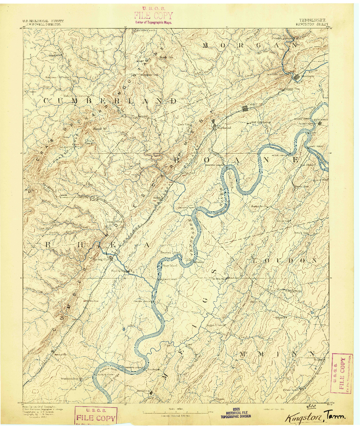 USGS 1:125000-SCALE QUADRANGLE FOR KINGSTON, TN 1891