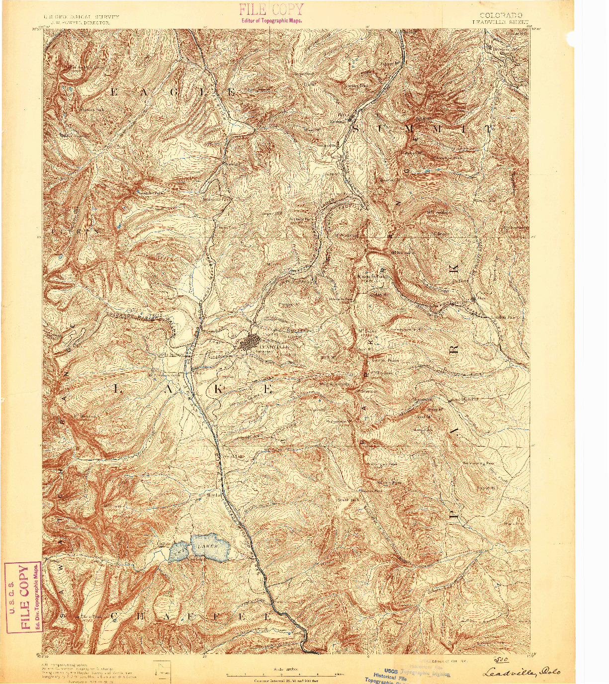 USGS 1:125000-SCALE QUADRANGLE FOR LEADVILLE, CO 1891