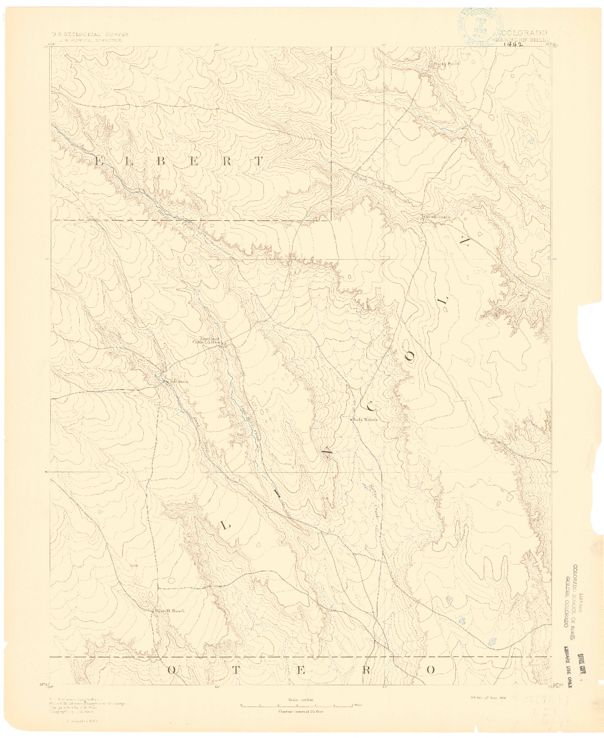 USGS 1:125000-SCALE QUADRANGLE FOR SANBORN, CO 1891