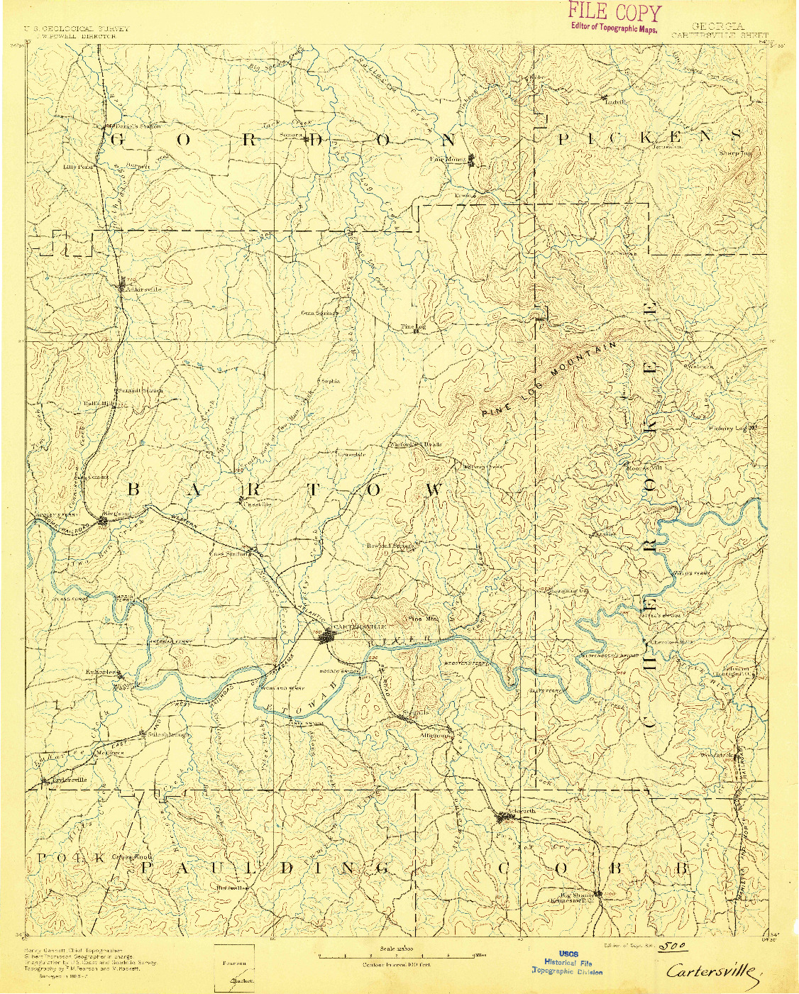 USGS 1:125000-SCALE QUADRANGLE FOR CARTERSVILLE, GA 1891