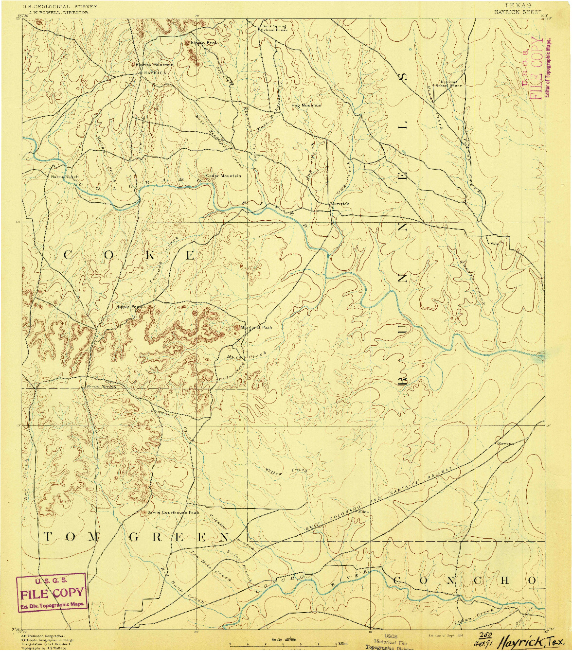 USGS 1:125000-SCALE QUADRANGLE FOR HAYRICK, TX 1891