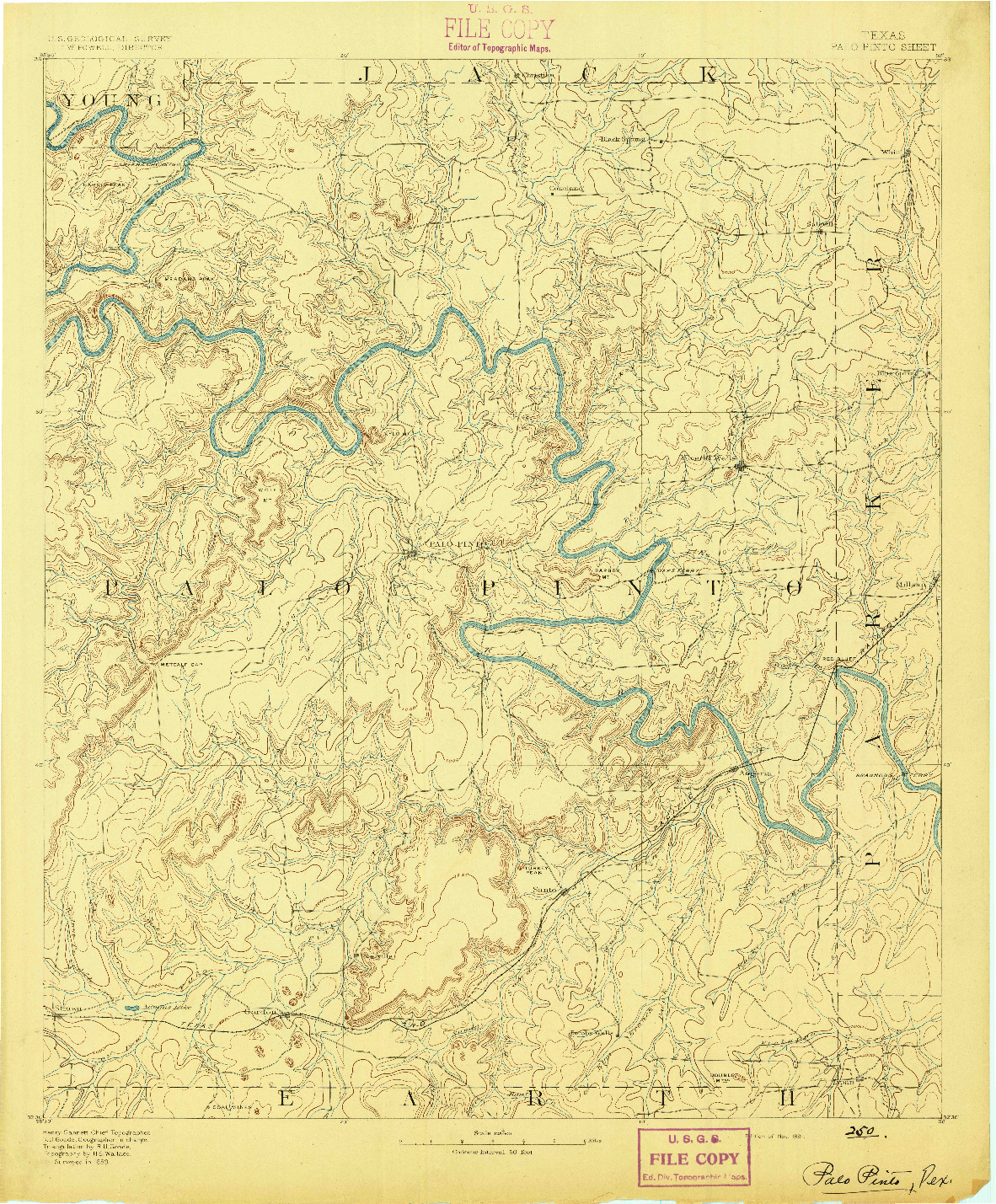 USGS 1:125000-SCALE QUADRANGLE FOR PALO PINTO, TX 1891