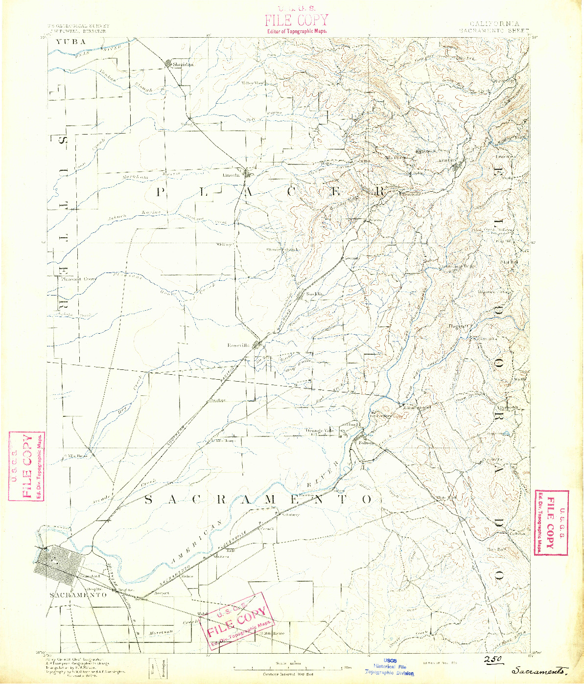 USGS 1:125000-SCALE QUADRANGLE FOR SACRAMENTO, CA 1891
