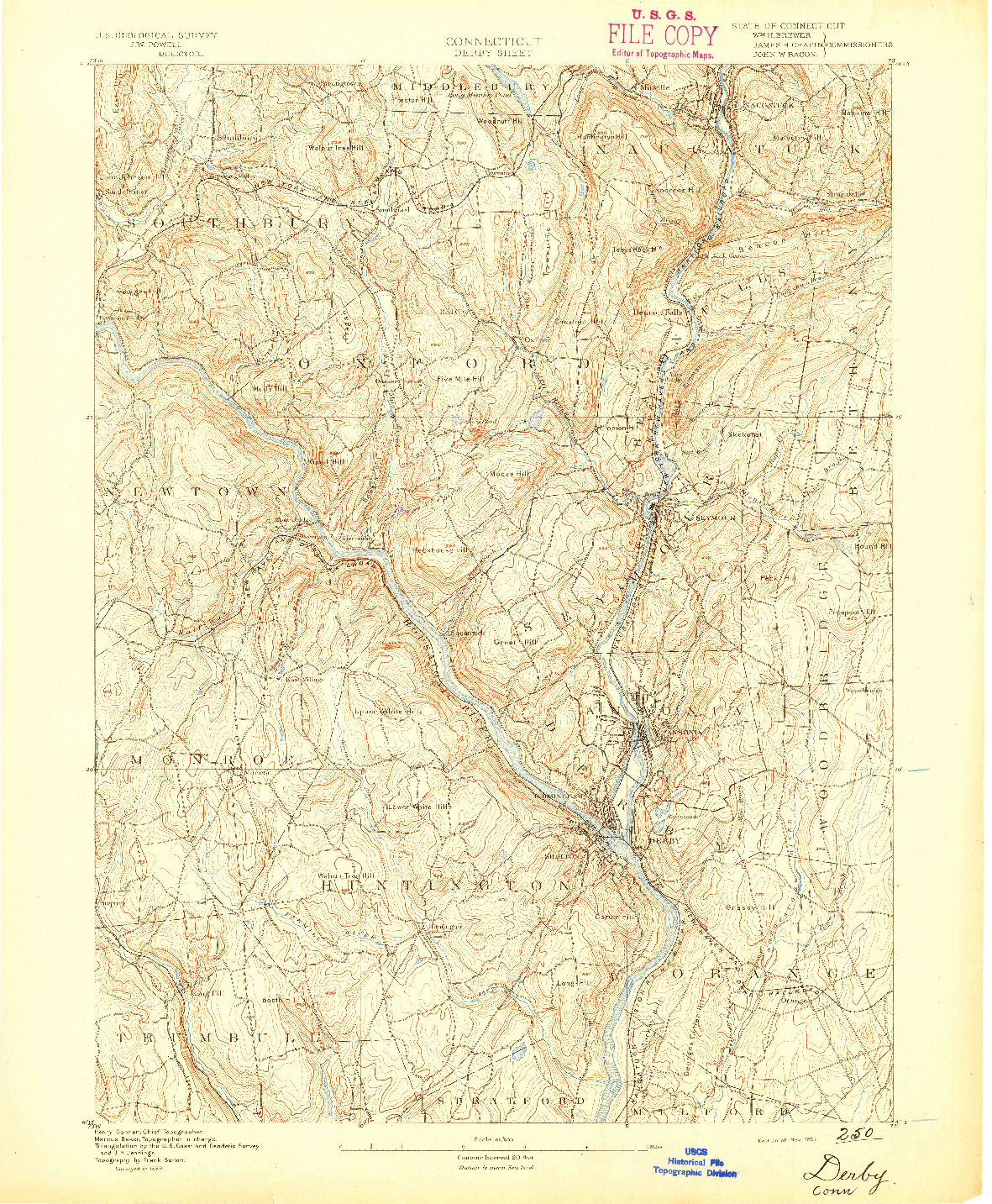 USGS 1:62500-SCALE QUADRANGLE FOR DERBY, CT 1891