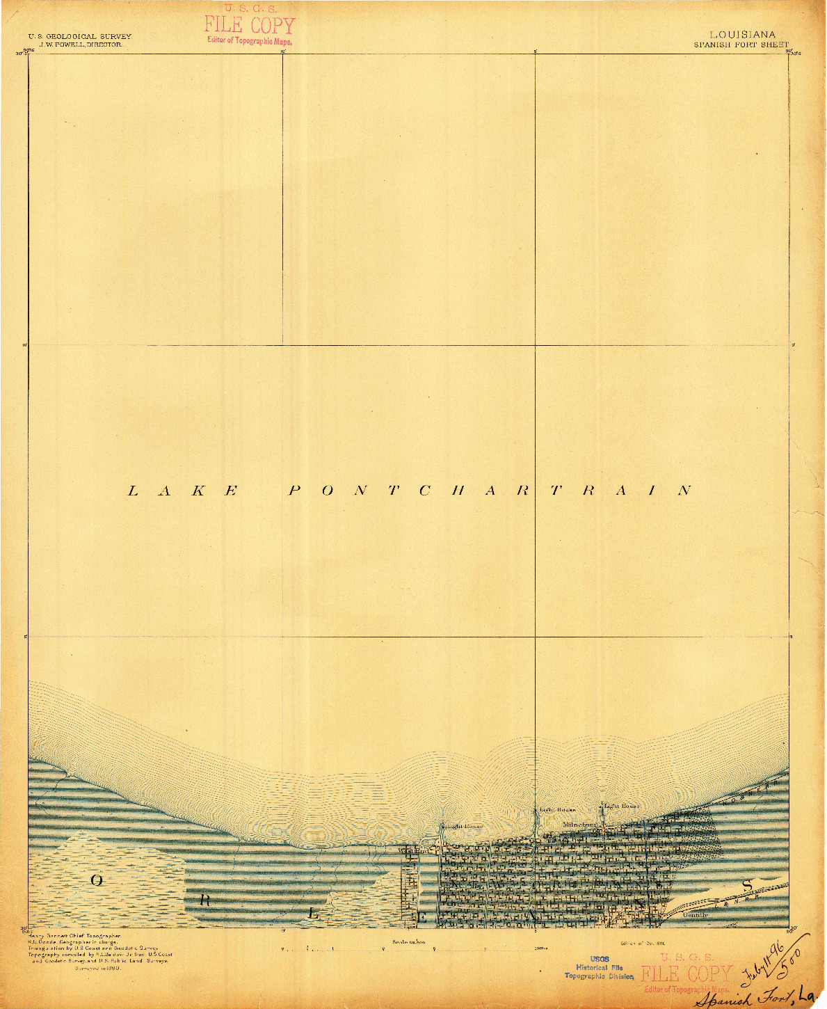 USGS 1:62500-SCALE QUADRANGLE FOR SPANISH FORT, LA 1891