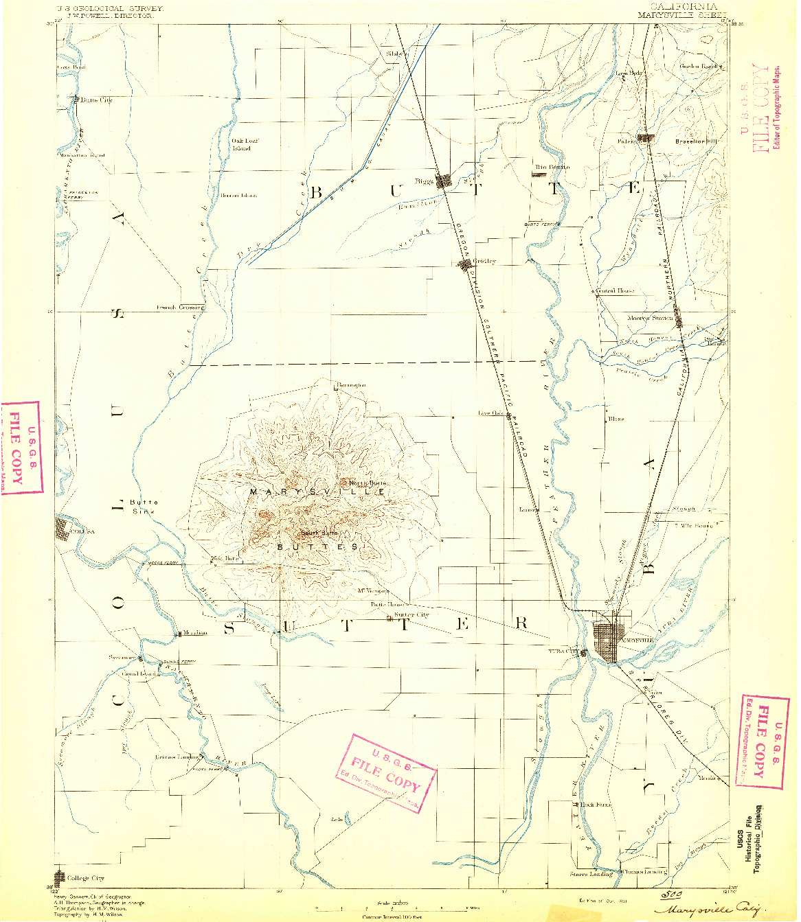 USGS 1:125000-SCALE QUADRANGLE FOR MARYSVILLE, CA 1891