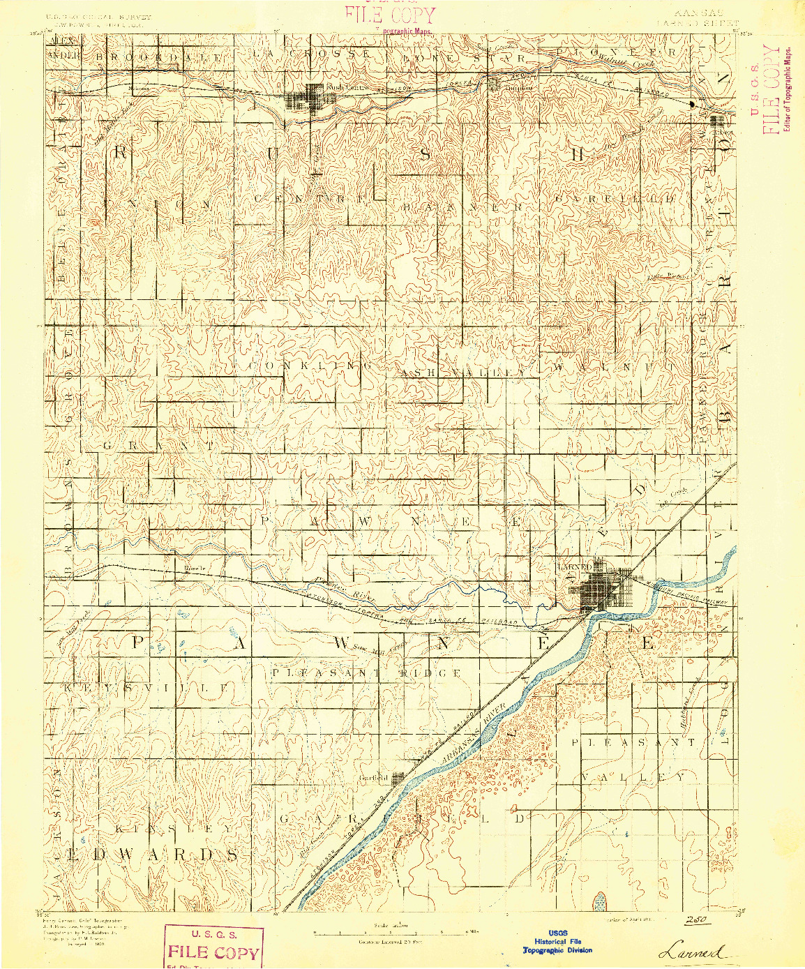 USGS 1:125000-SCALE QUADRANGLE FOR LARNED, KS 1891