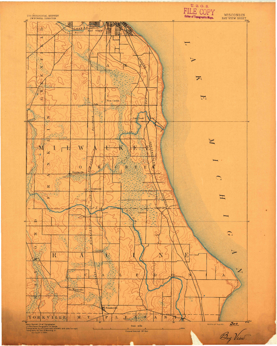 USGS 1:62500-SCALE QUADRANGLE FOR BAYVIEW, WI 1891