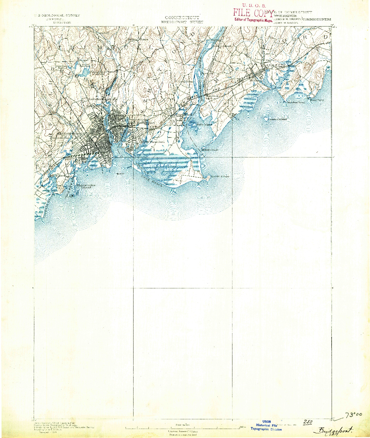 USGS 1:62500-SCALE QUADRANGLE FOR BRIDGEPORT, CT 1891