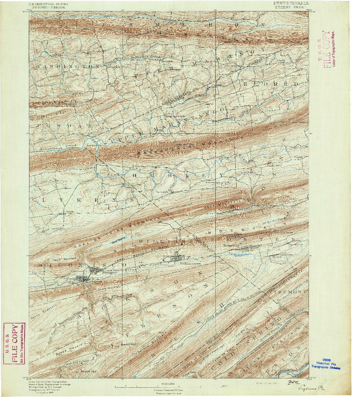 USGS 1:62500-SCALE QUADRANGLE FOR LYKENS, PA 1892