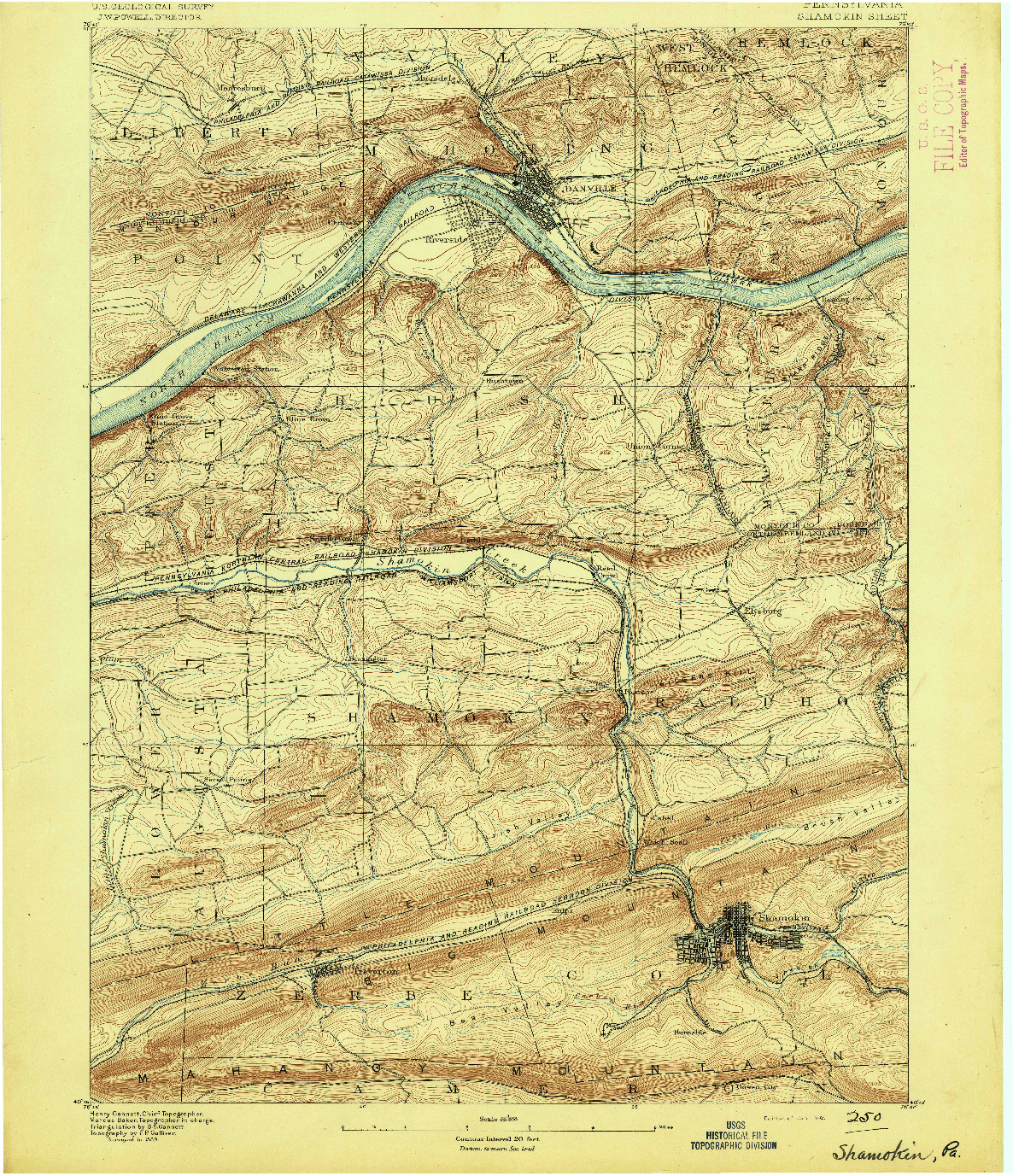 USGS 1:62500-SCALE QUADRANGLE FOR SHAMOKIN, PA 1892
