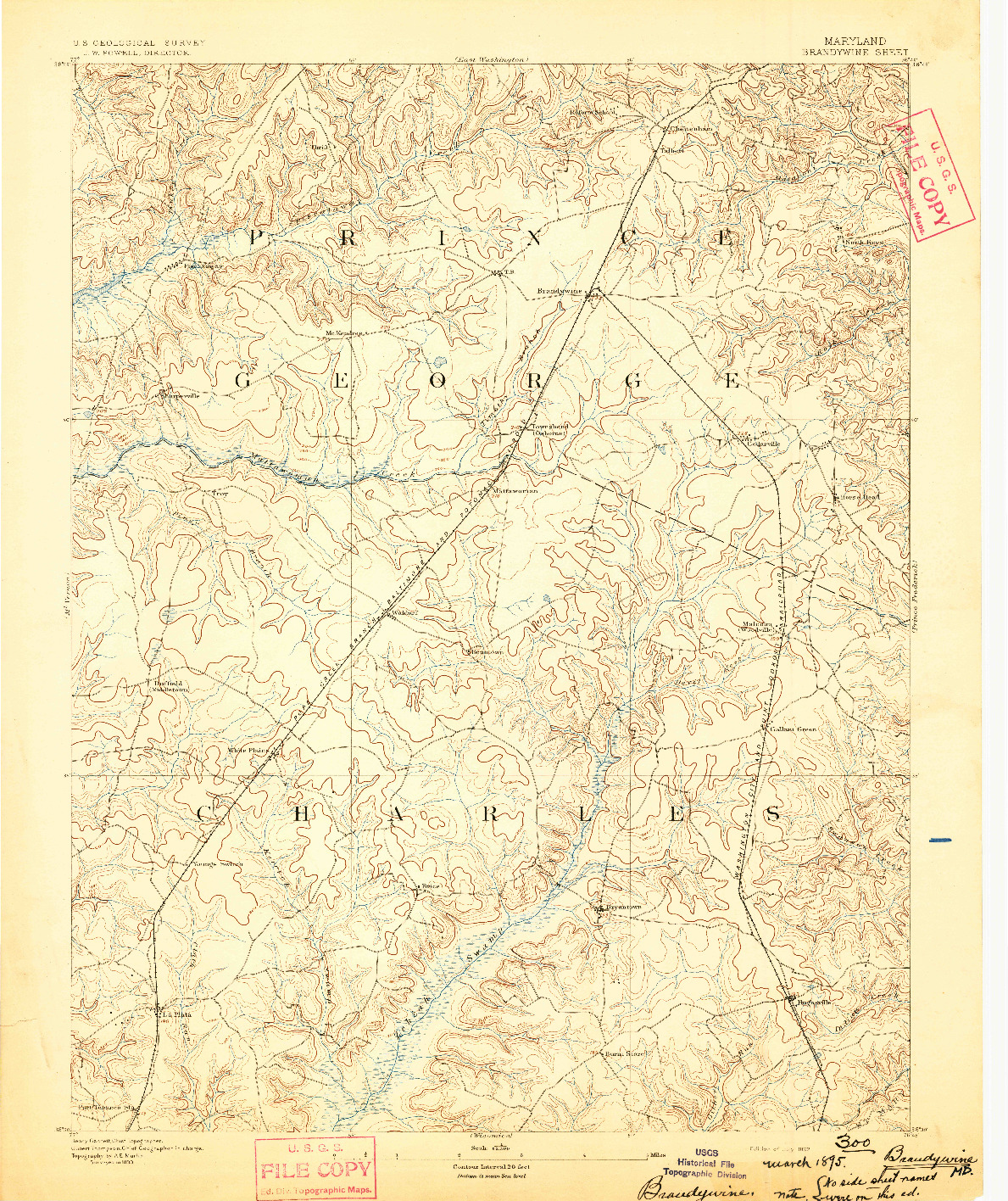 USGS 1:62500-SCALE QUADRANGLE FOR BRANDYWINE, MD 1892