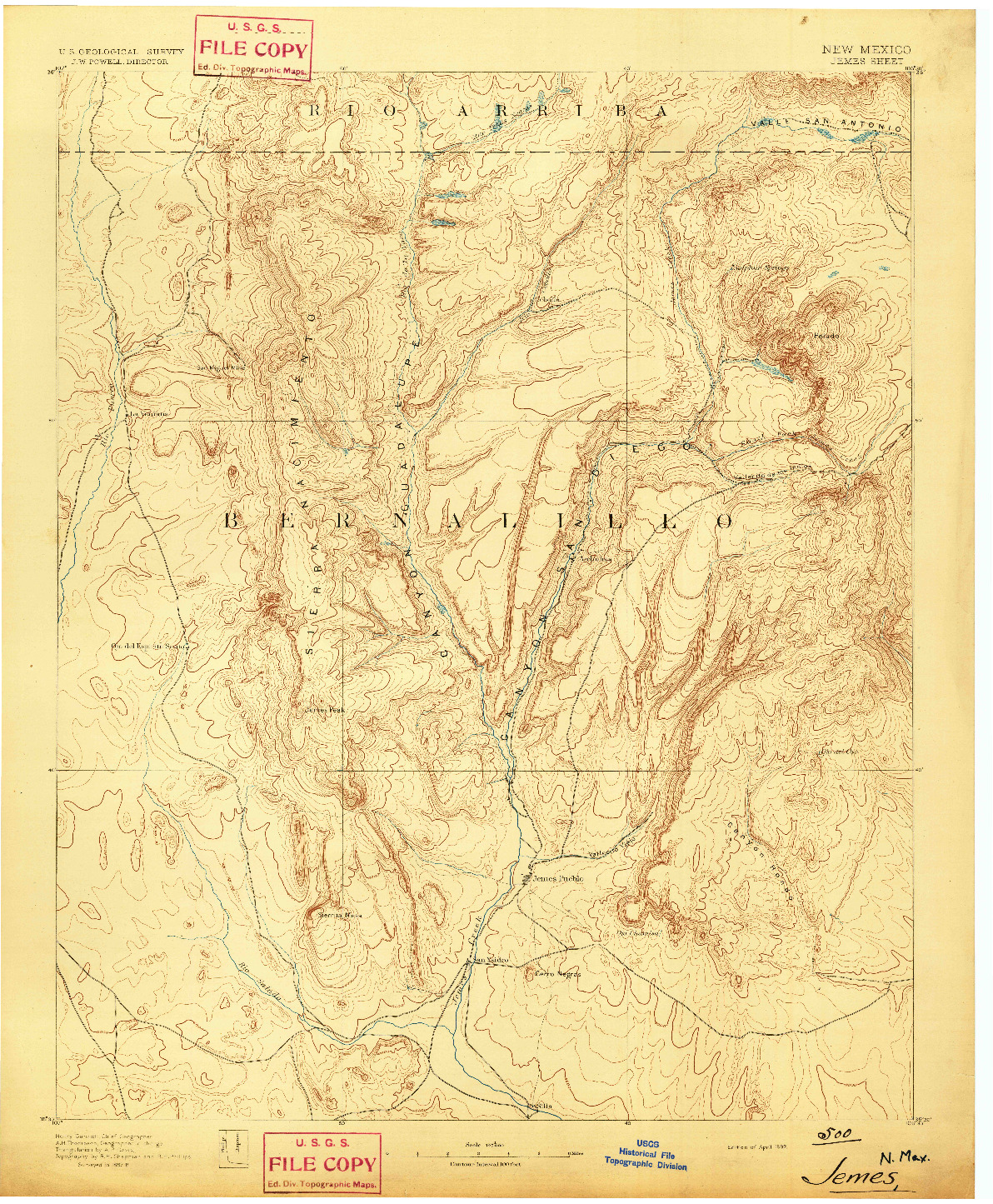 USGS 1:125000-SCALE QUADRANGLE FOR JEMES, NM 1892