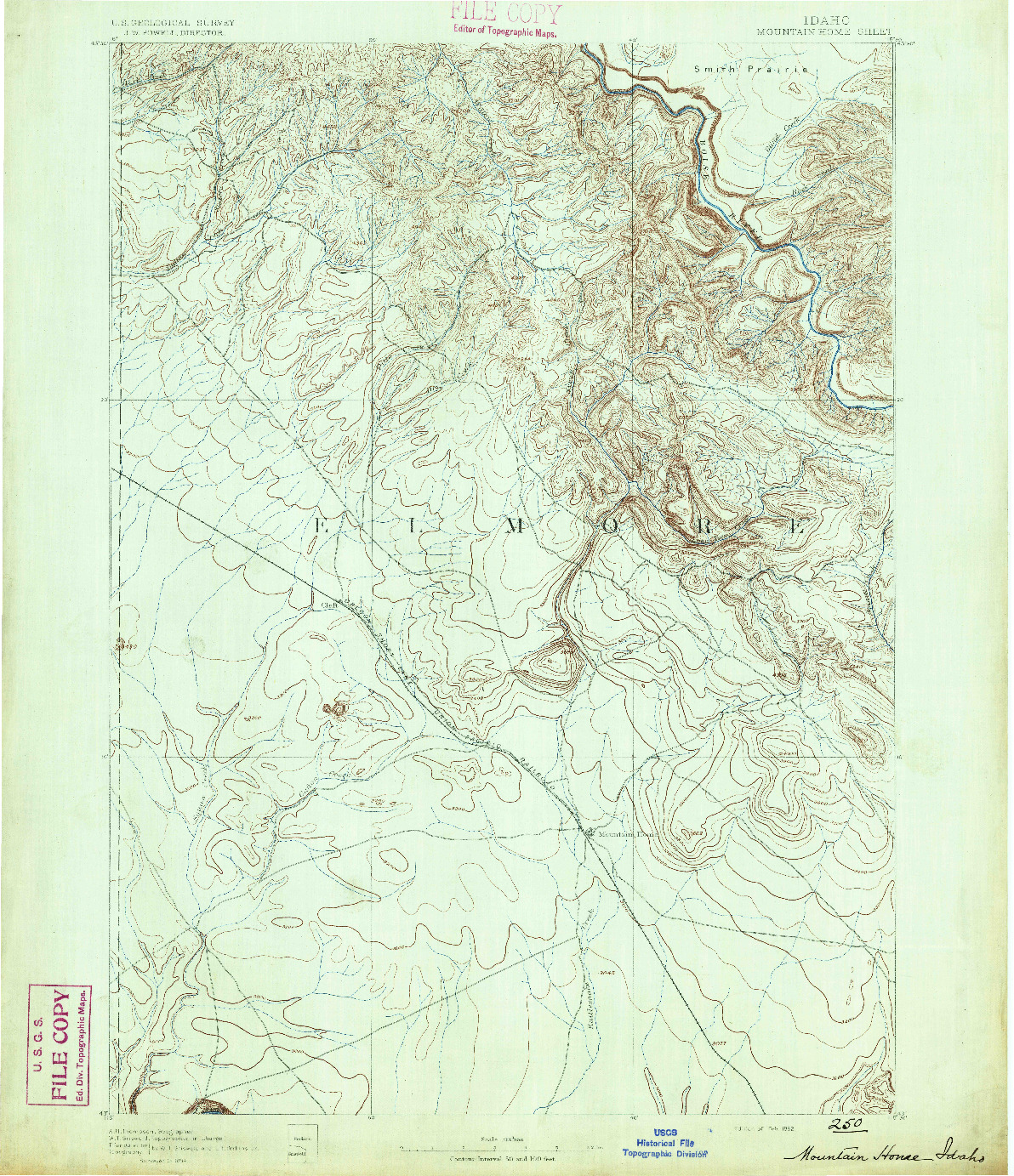 USGS 1:125000-SCALE QUADRANGLE FOR MOUNTAIN HOME, ID 1892