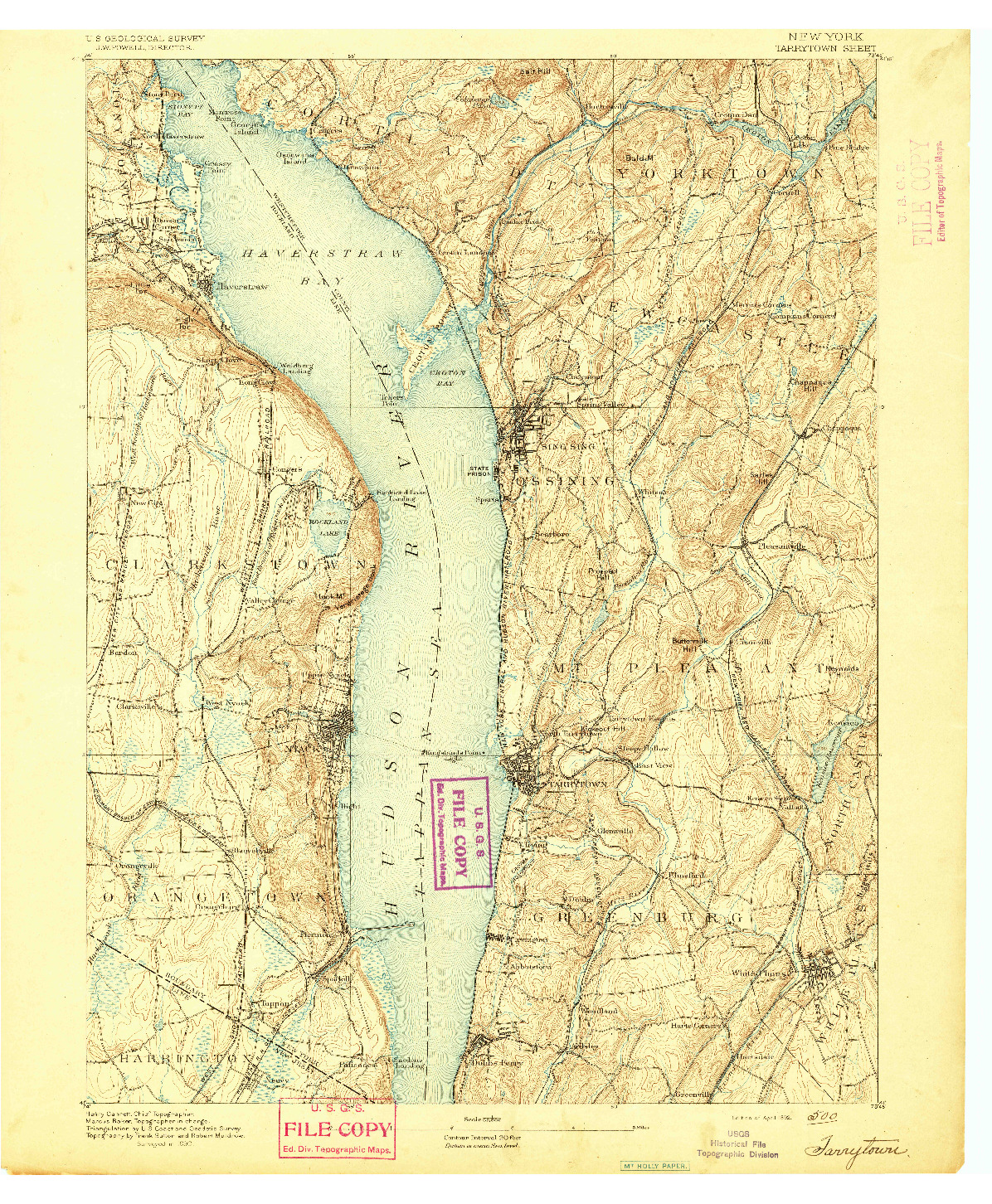 USGS 1:62500-SCALE QUADRANGLE FOR TARRYTOWN, NY 1892