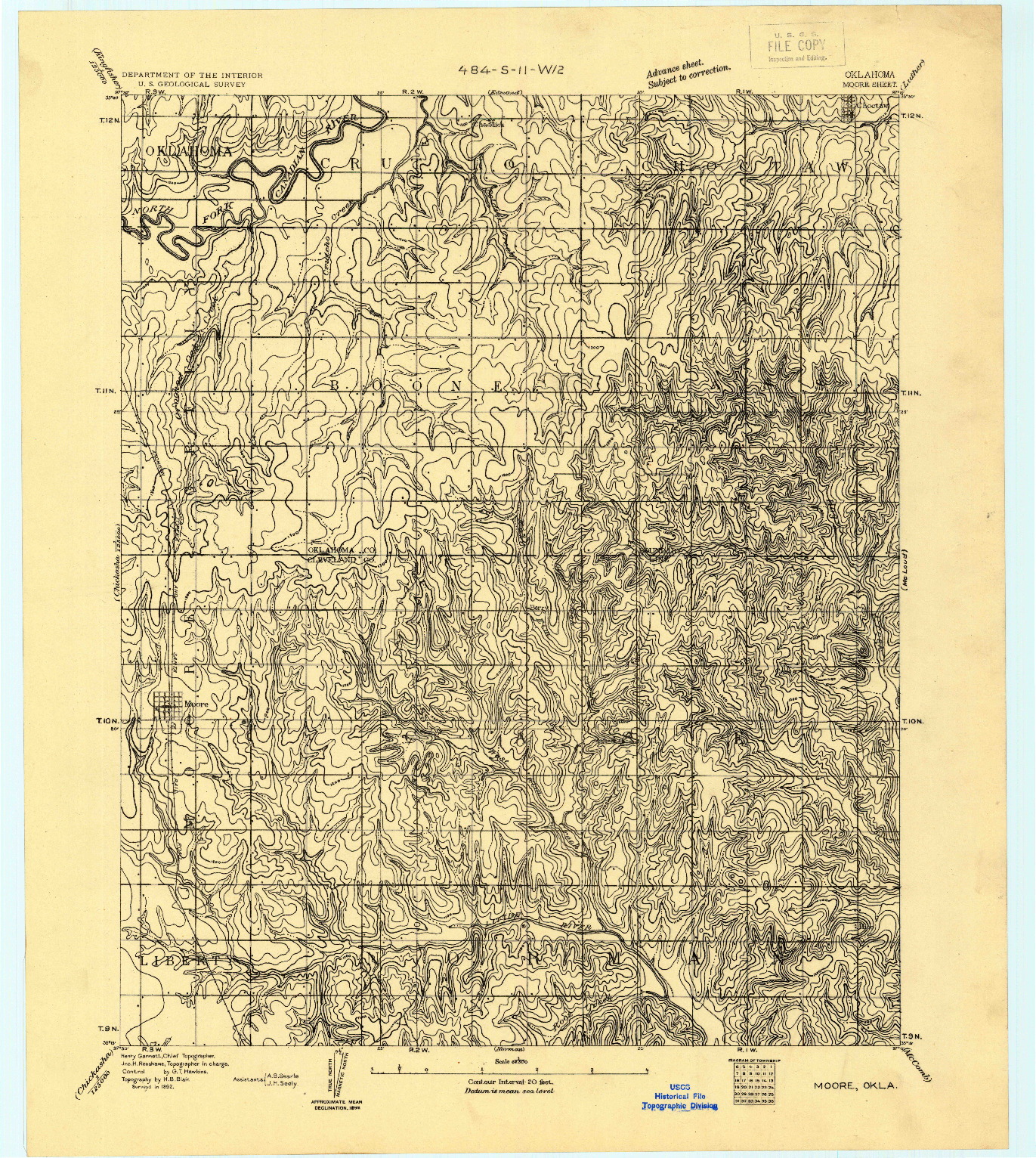 USGS 1:62500-SCALE QUADRANGLE FOR MOORE, OK 1892