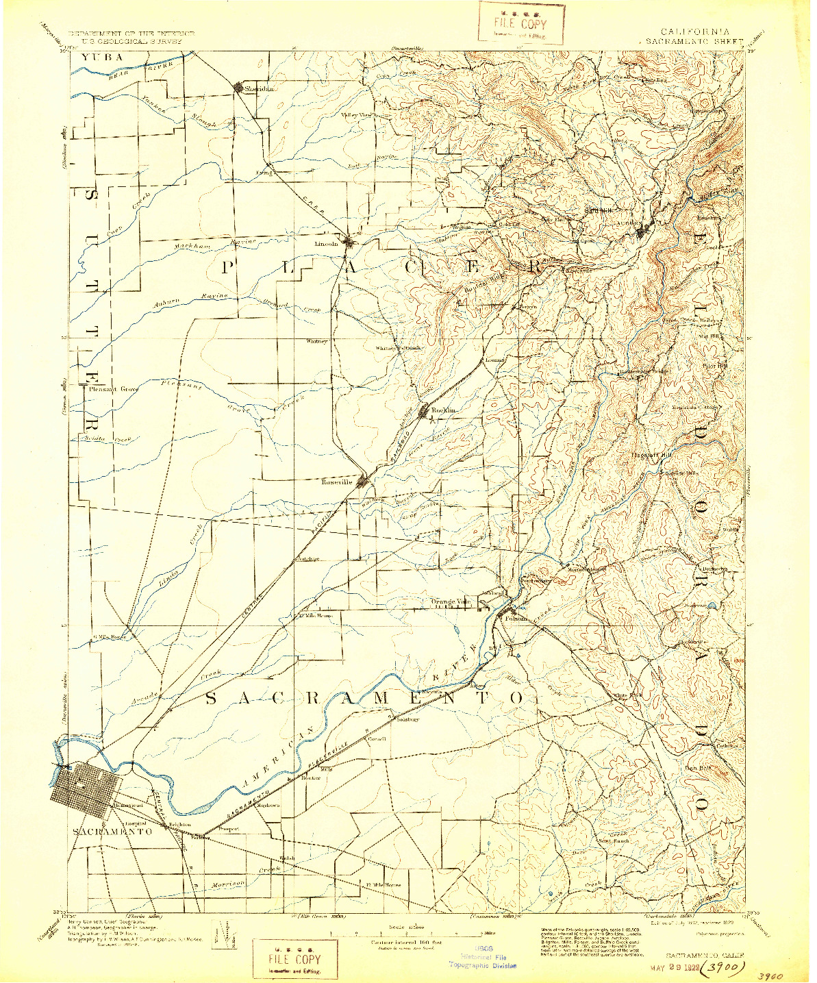 USGS 1:125000-SCALE QUADRANGLE FOR SACRAMENTO, CA 1892