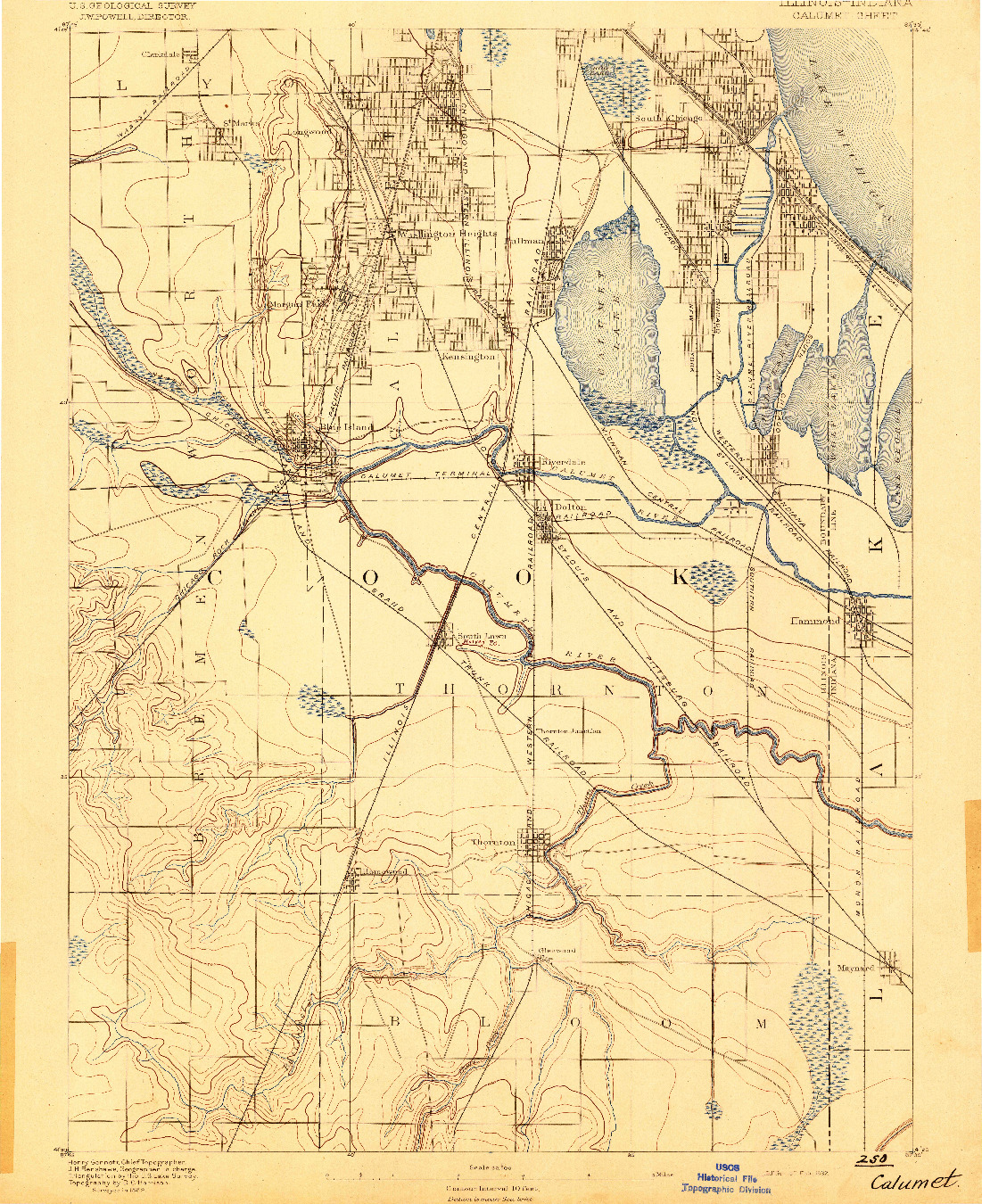 USGS 1:62500-SCALE QUADRANGLE FOR CALUMET, IL 1892