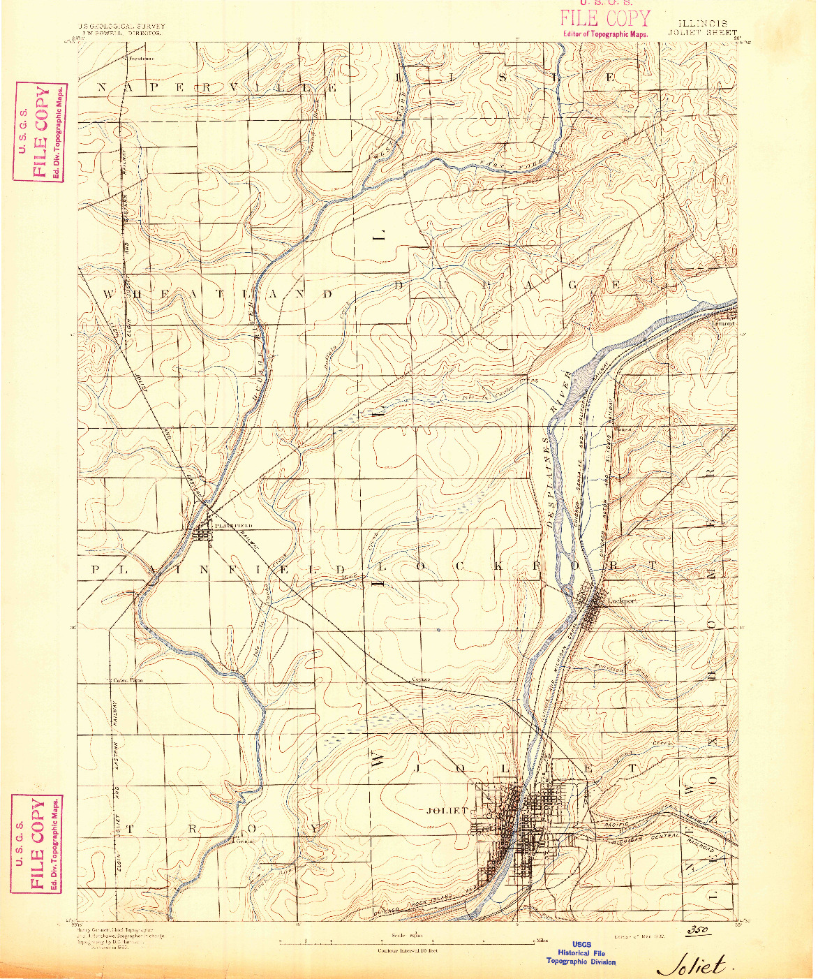 USGS 1:62500-SCALE QUADRANGLE FOR JOLIET, IL 1892