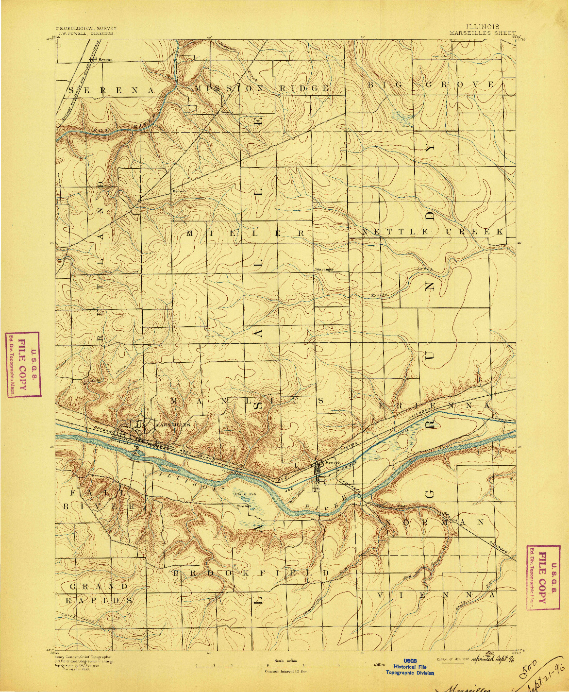 USGS 1:62500-SCALE QUADRANGLE FOR MARSEILLES, IL 1892