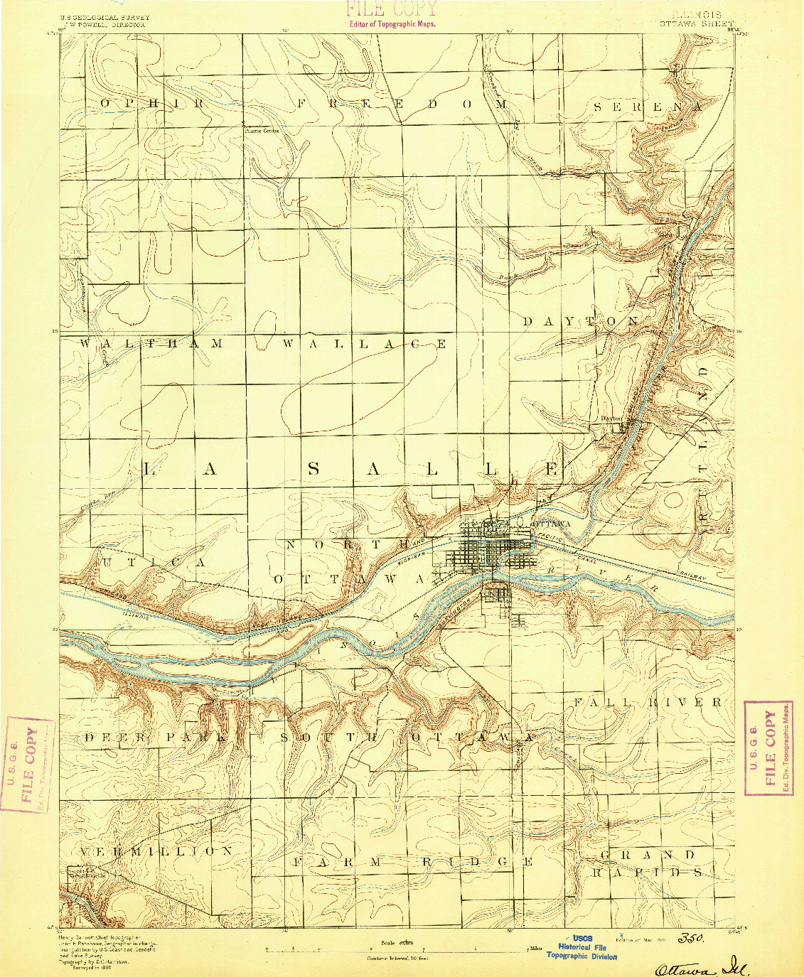 USGS 1:62500-SCALE QUADRANGLE FOR OTTAWA, IL 1892