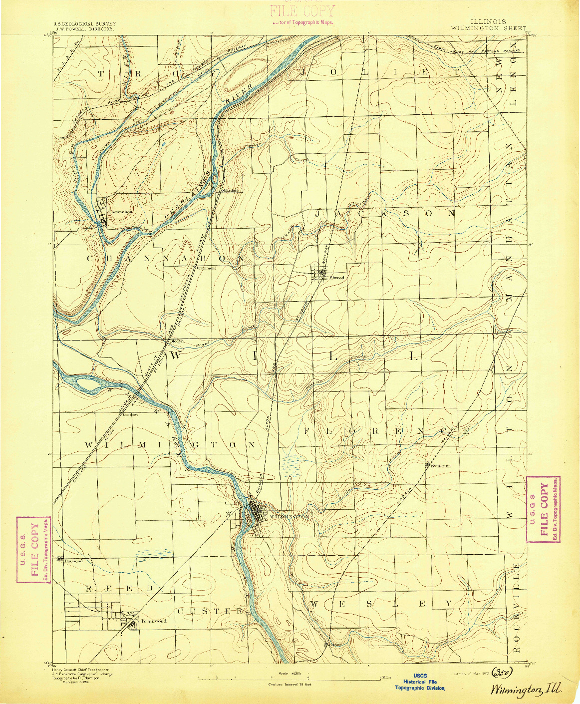 USGS 1:62500-SCALE QUADRANGLE FOR WILMINGTON, IL 1892