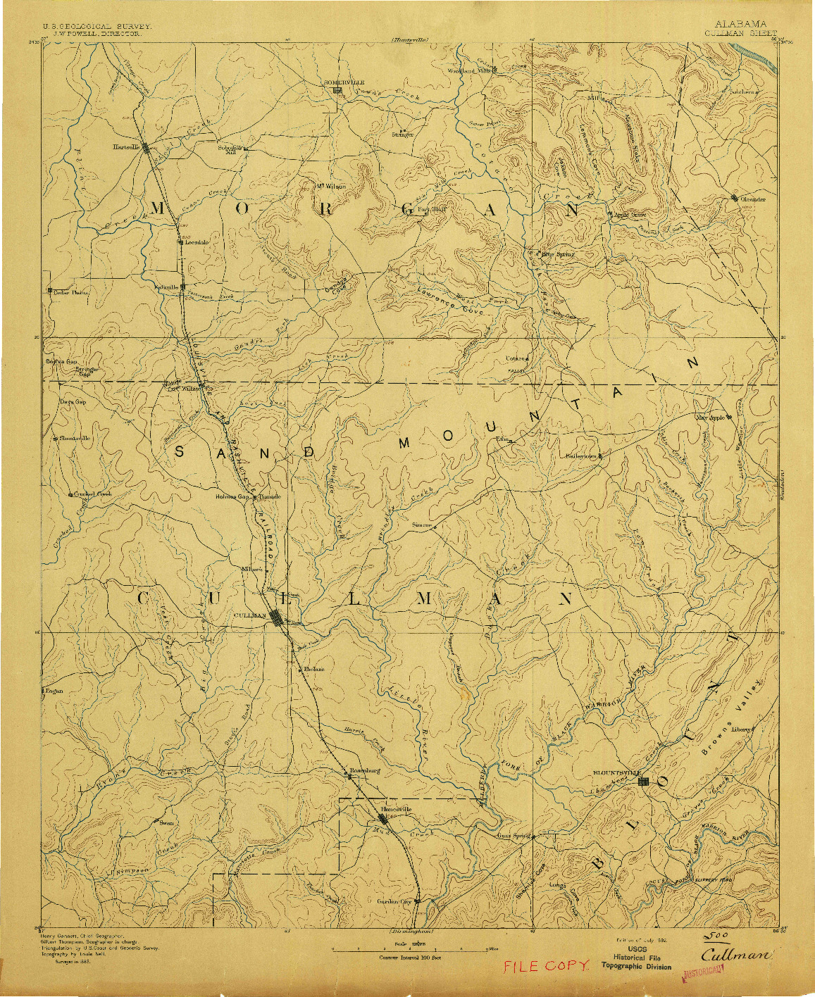 USGS 1:125000-SCALE QUADRANGLE FOR CULLMAN, AL 1892