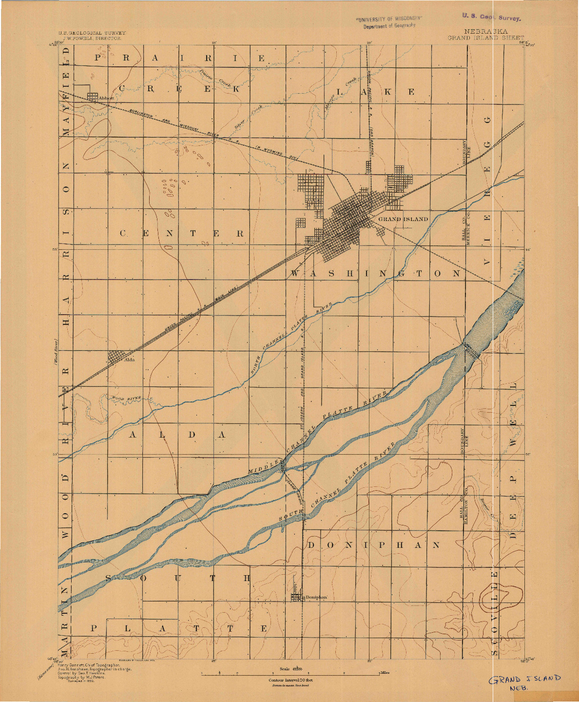 USGS 1:62500-SCALE QUADRANGLE FOR GRAND ISLAND, NE 1892