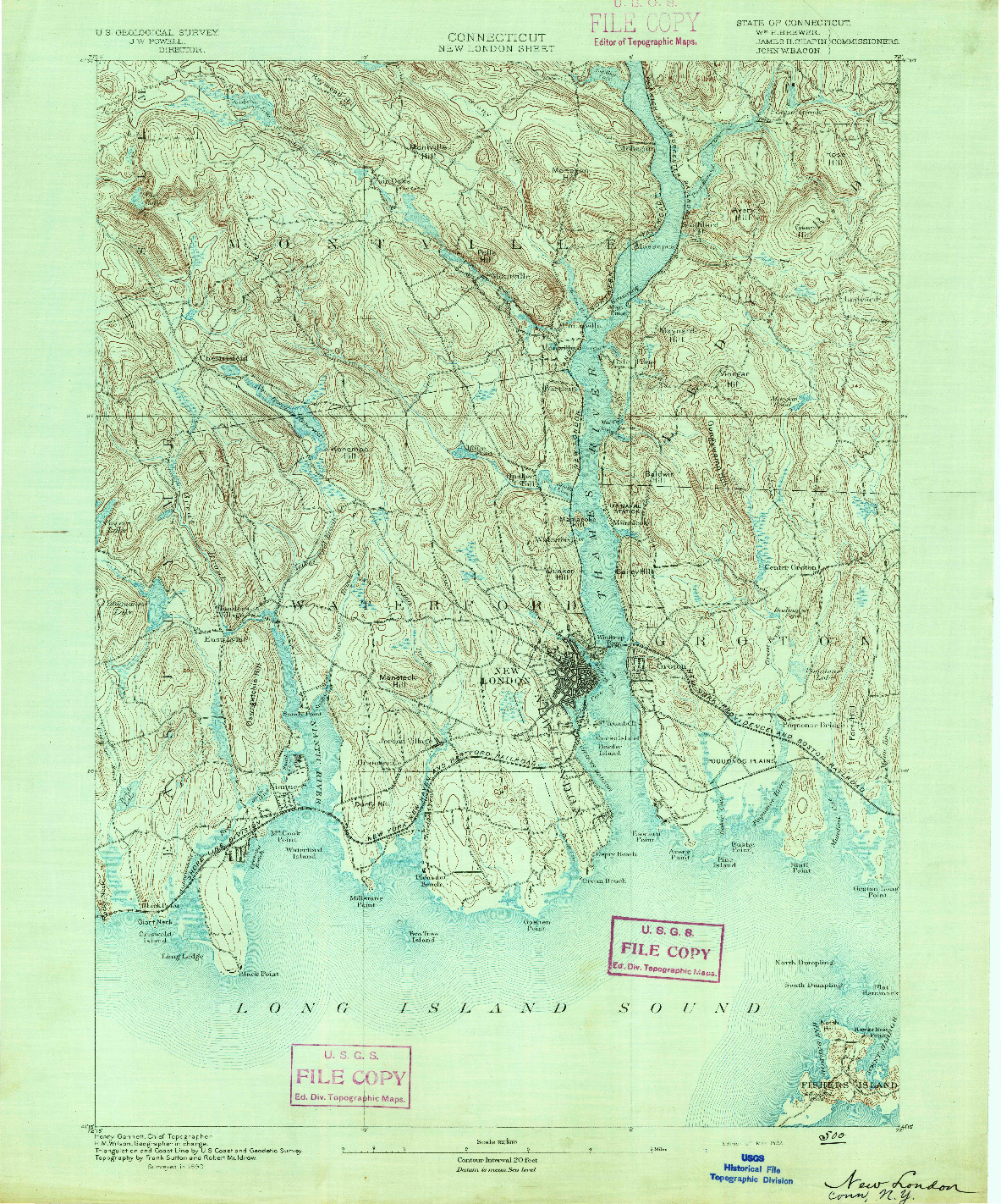 USGS 1:62500-SCALE QUADRANGLE FOR NEW LONDON, CT 1892