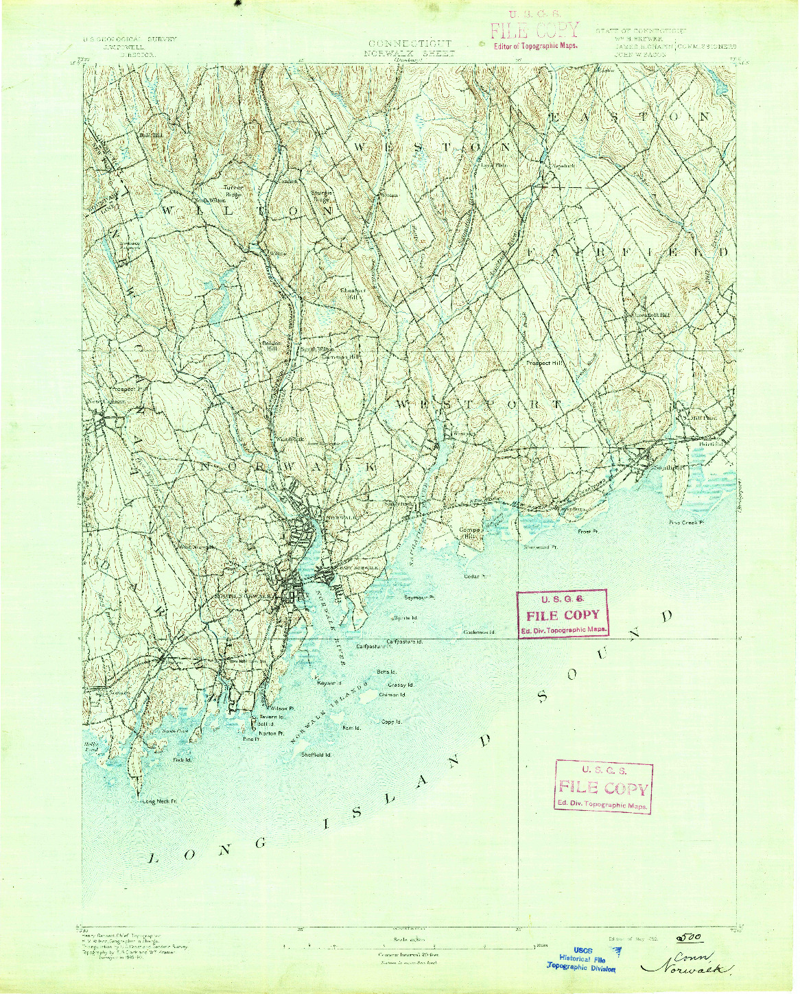USGS 1:62500-SCALE QUADRANGLE FOR NORWALK, CT 1892