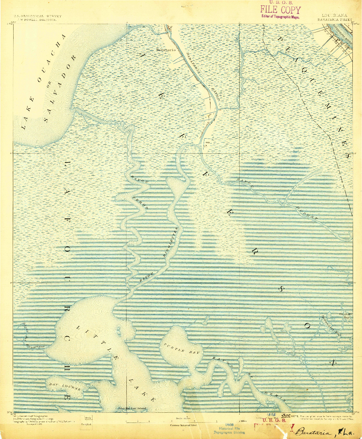 USGS 1:62500-SCALE QUADRANGLE FOR BARATARIA, LA 1892