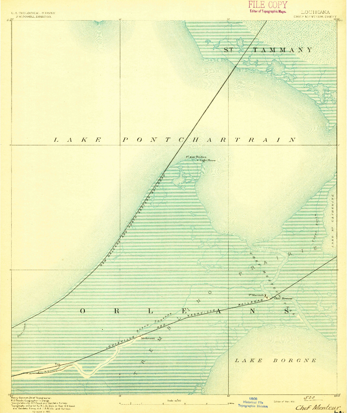 USGS 1:62500-SCALE QUADRANGLE FOR CHEF MENTEUR, LA 1892