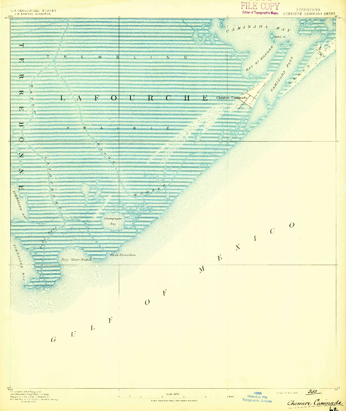 USGS 1:62500-SCALE QUADRANGLE FOR CHENIERE CAMINADA, LA 1892